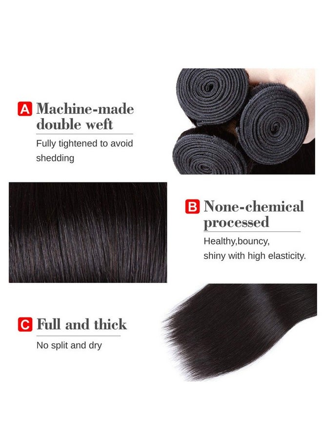 Beauhair - Brazilian Straight Hair 3 Bundles With Frontal Closure(20 22 24+18Frontal) 13X4 Ear To Ear Lace Frontal Closure With Bundles Unprocessed Virgin Human Hair Bundles With Frontal Natural Color - Image 1