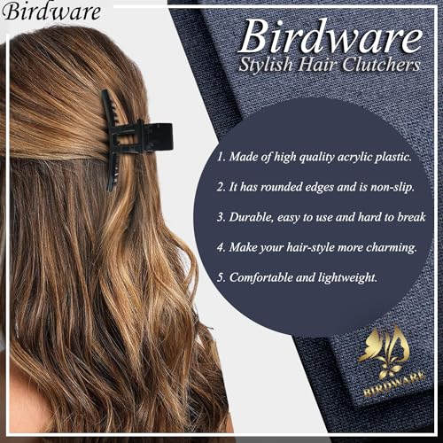 BIRDWARE Big-Size Black, Shell Color Imported Acrylic Material Stone Butterfly Hair Clips For Women (Pack of 2 Pc, Black, Shell Colour) | Hair Clutchers - Image 5