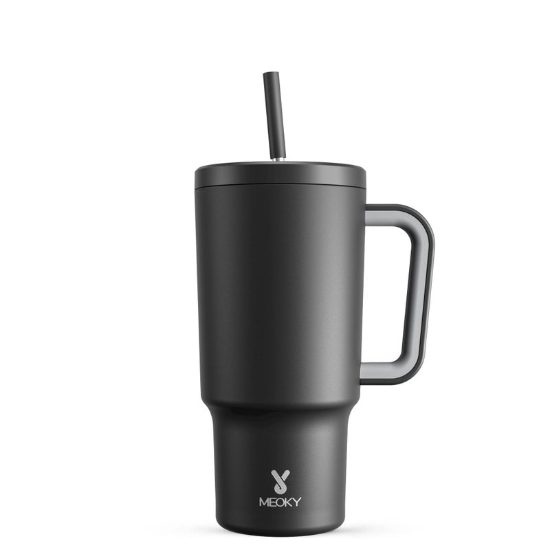 Meoky 30 oz Tumbler with Handle, Tumbler with Lid and Straw, Insulated Stainless Steel Travel Mug, 100% Leak-proof, Cupholder Friendly, Keeps Cold for 24 Hours or Hot for 8 Hours (Night) - Image 1