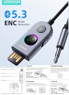 JOYROOM Car Bluetooth 5.3 Receiver for Car AUX Bluetooth Adapter for Car 3.5mm Jack,ENC Noise Cancellation with Built-in Microphone Aux Input for Car Speaker Hands-Free Call Home Stereo Wired Headphones  - Image 1