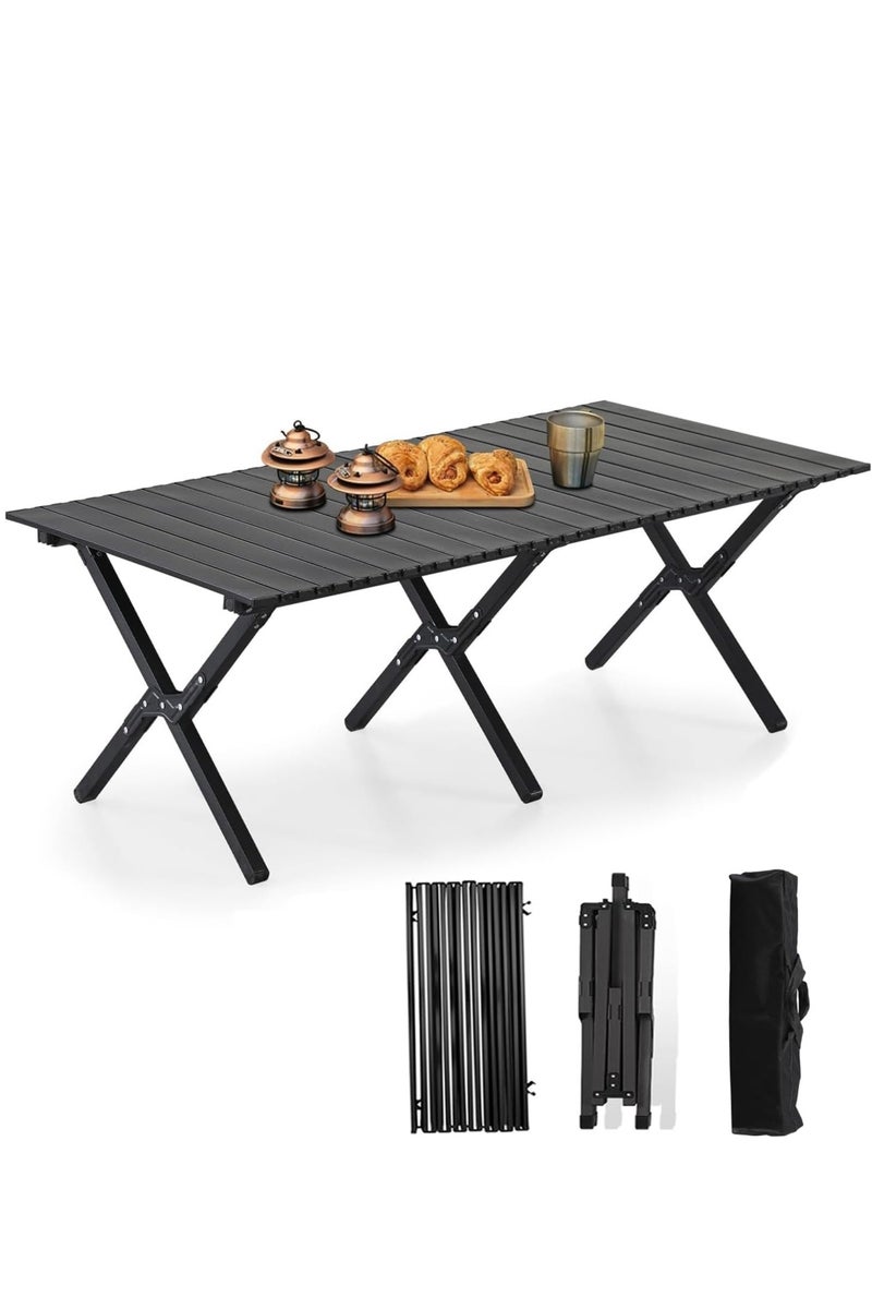 0TO1 TECH Folding Camping Table, Portable Folding Table,Lightweight steel Roll-Up Table,Portable Picnic Table with Easy Carrying Bag for Outdoor,Beach,Picnic,Backyards,BBQ and Party,120cmx 60cm x 45cm - Image 1