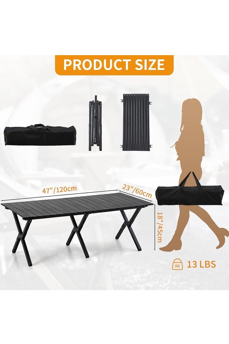 0TO1 TECH Folding Camping Table, Portable Folding Table,Lightweight steel Roll-Up Table,Portable Picnic Table with Easy Carrying Bag for Outdoor,Beach,Picnic,Backyards,BBQ and Party,120cmx 60cm x 45cm - Image 3