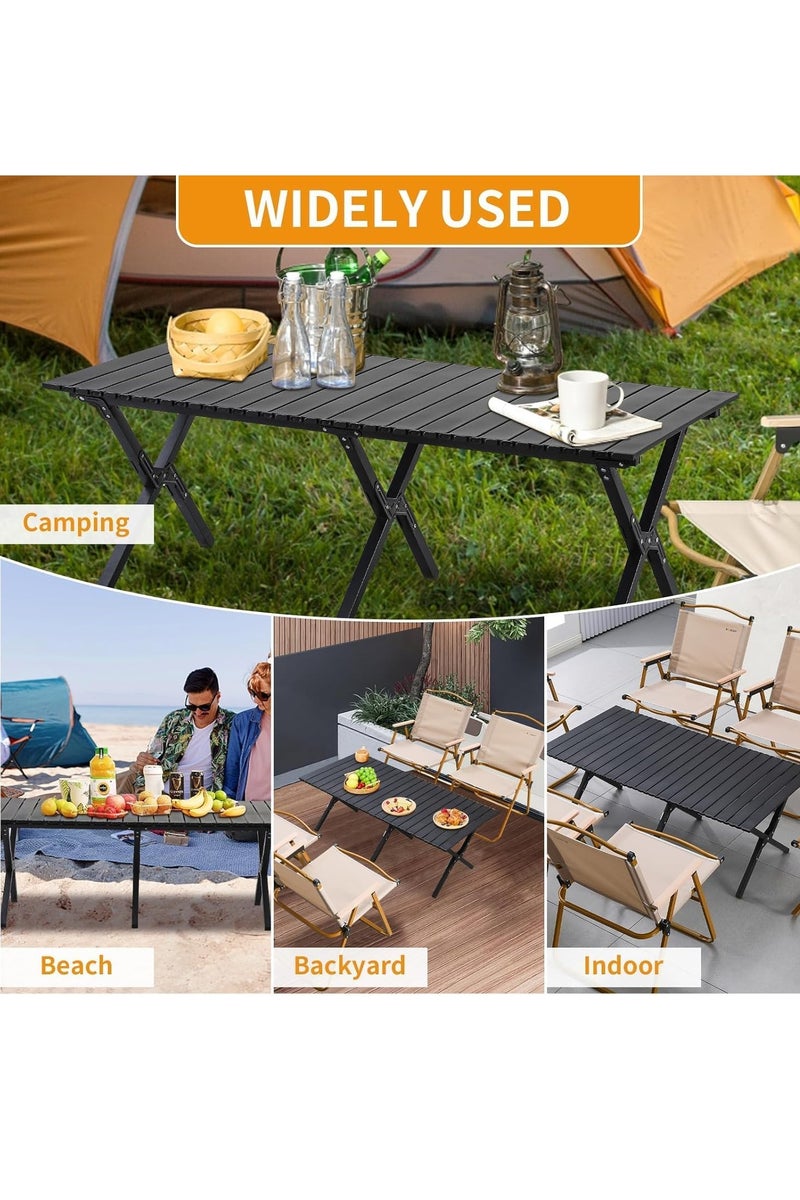 0TO1 TECH Folding Camping Table, Portable Folding Table,Lightweight steel Roll-Up Table,Portable Picnic Table with Easy Carrying Bag for Outdoor,Beach,Picnic,Backyards,BBQ and Party,120cmx 60cm x 45cm - Image 5