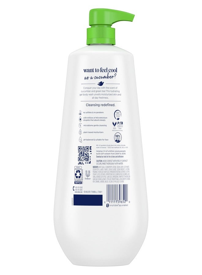 Dove Body Wash with Pump 3 Count Refresh Cucumber and Green Tea for 24hr Lotion-Soft Skin Moisturizing Skin Cleanser with No Sulfates No Parabens - Image 2