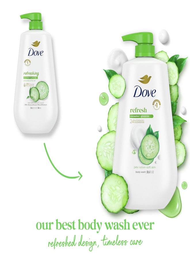Dove Body Wash with Pump 3 Count Refresh Cucumber and Green Tea for 24hr Lotion-Soft Skin Moisturizing Skin Cleanser with No Sulfates No Parabens - Image 3