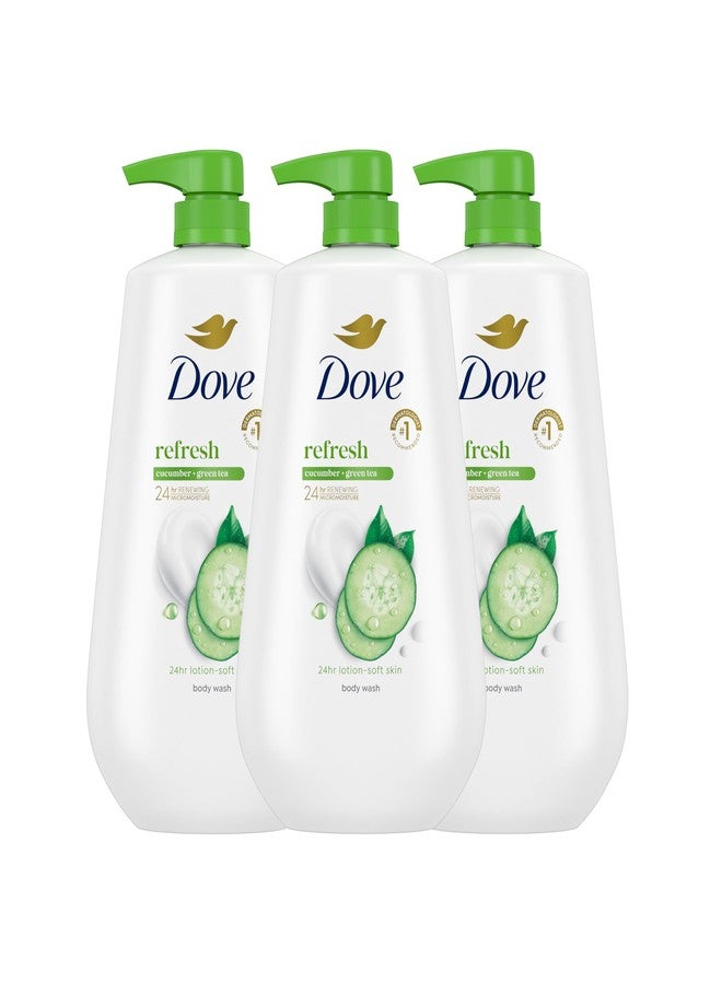 Dove Body Wash with Pump 3 Count Refresh Cucumber and Green Tea for 24hr Lotion-Soft Skin Moisturizing Skin Cleanser with No Sulfates No Parabens - Image 1