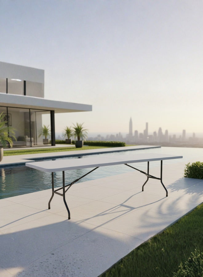 Marcolo 240cm Folding Table – Heavy Duty, Portable, Centerfold Design, Extra-Large Plastic Table for Events, Catering, Office & Outdoor Use - Image 2