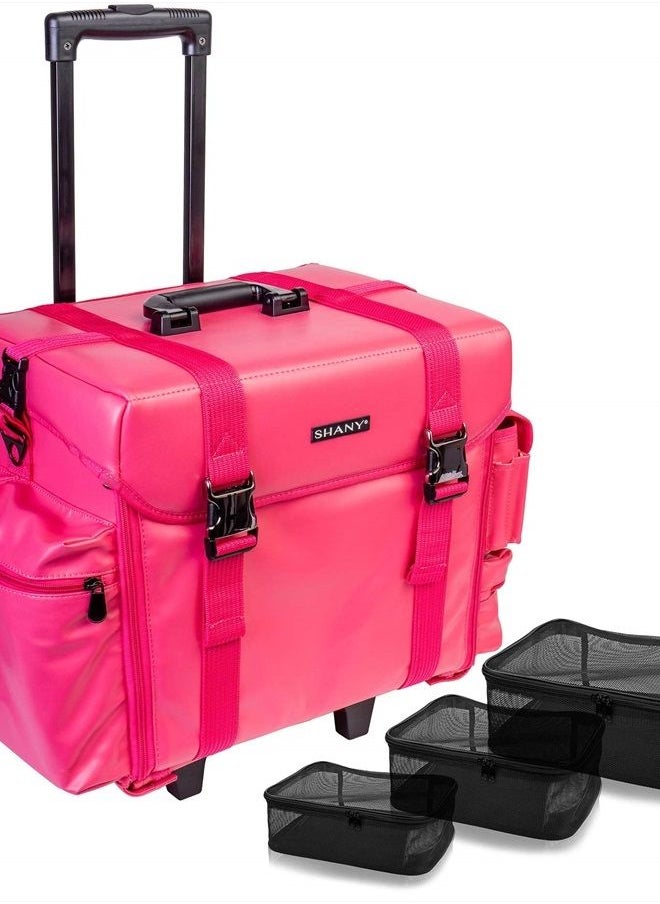 Shany Makeup Artist Soft Rolling Trolley Cosmetic Case with Free Set of Mesh Bags - Sweetheart  - Image 1