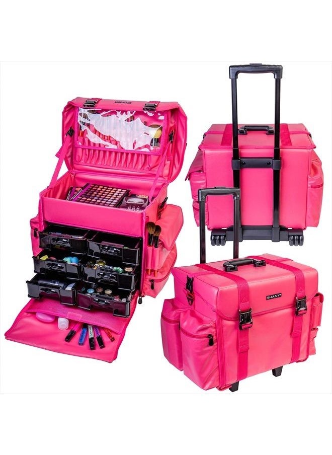 Shany Makeup Artist Soft Rolling Trolley Cosmetic Case with Free Set of Mesh Bags - Sweetheart  - Image 3