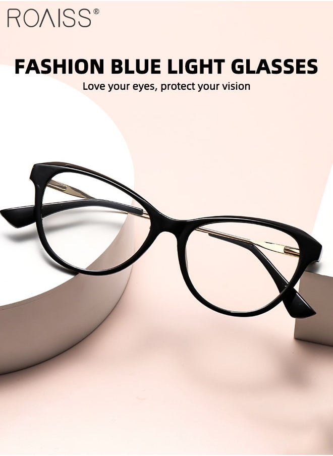 roaiss - Women's Blue Light Blocking Glasses, Blue Light Filter Computer Reading Gaming TV Phones Cat Eye Eyeglasses, Fashion Anti Eyestrain Headache Eyewear, Black Gold - Image 1