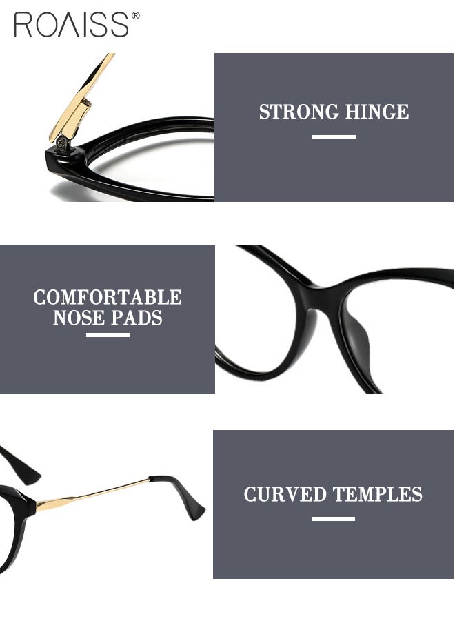 roaiss - Women's Blue Light Blocking Glasses, Blue Light Filter Computer Reading Gaming TV Phones Cat Eye Eyeglasses, Fashion Anti Eyestrain Headache Eyewear, Black Gold - Image 1