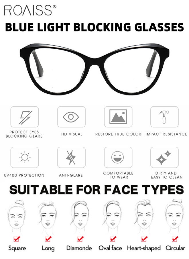 roaiss - Women's Blue Light Blocking Glasses, Blue Light Filter Computer Reading Gaming TV Phones Cat Eye Eyeglasses, Fashion Anti Eyestrain Headache Eyewear, Black Gold - Image 1