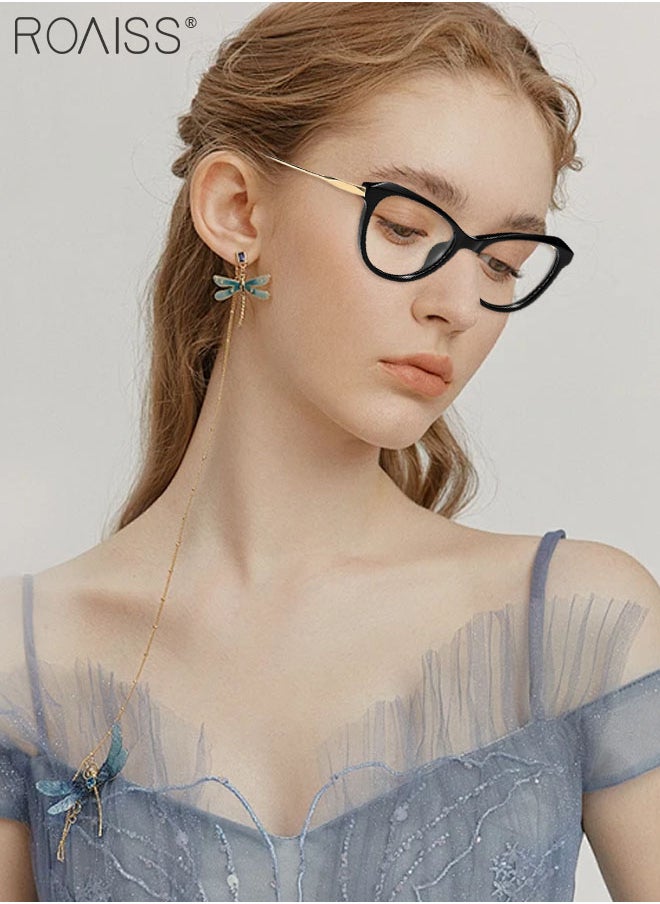 roaiss - Women's Blue Light Blocking Glasses, Blue Light Filter Computer Reading Gaming TV Phones Cat Eye Eyeglasses, Fashion Anti Eyestrain Headache Eyewear, Black Gold - Image 1