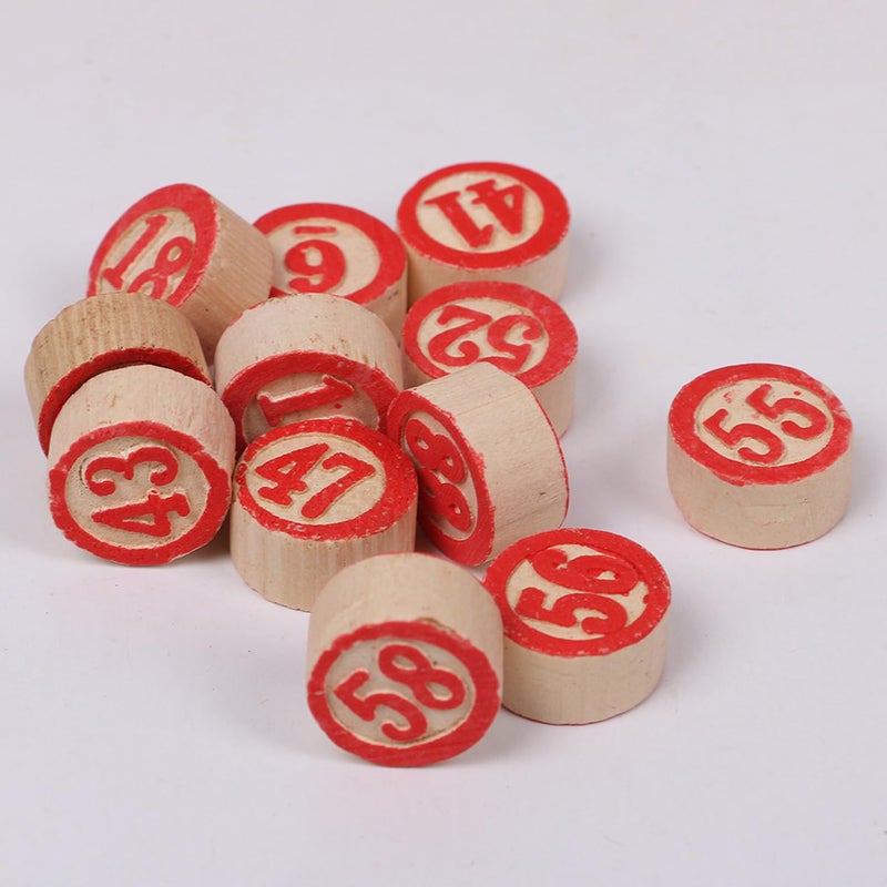 Reicyfang 90 pcs Vintage Tombola Italian Game Tombolini Tiles, Rustic Bingo Chips, Wooden Tombola Standard Tiles, Classic Bingo Game Pieces, Ideal for Custom DIY Board Game Pieces, and Arts & Crafts - Image 2