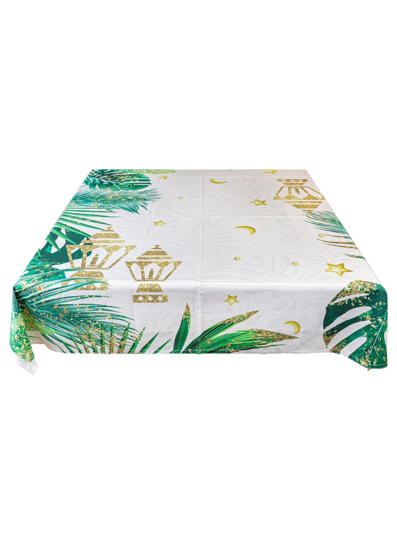 Omash.com - Ramadan Tablecloth- Digitaly Printed Fabric - 135 x 135cm- Fits a 4 seats dining table or Coffee table-  Botanical Golden Fawanees - Image 1