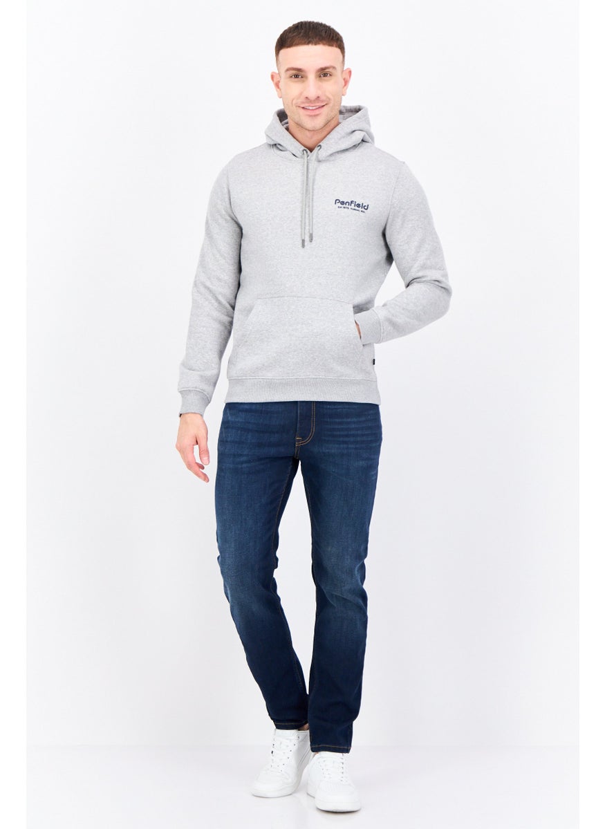 Penfield - Men Hooded Brand Logo Long Sleeve Sweatshirt, Grey - Image 1