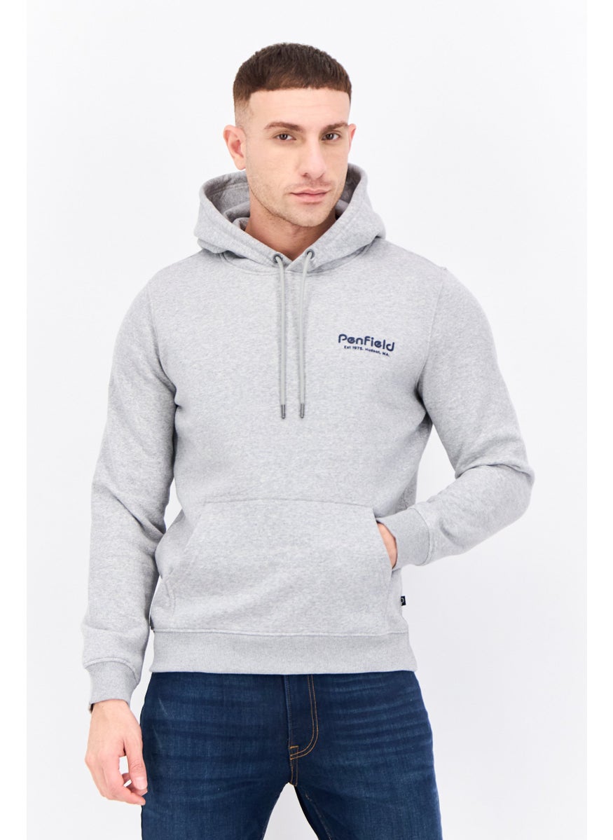 Penfield - Men Hooded Brand Logo Long Sleeve Sweatshirt, Grey - Image 1