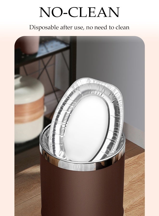 DUNISO 10 Pcs Disposable Aluminium Rectangle Containers,Reusable Foil Trays,Heavy Duty Aluminum Foil Trays Containers,High Temperature Resistance,Resistant to Deformation,for Party, Wedding, Catering, 35.2*24.7*2.4CM - Image 5