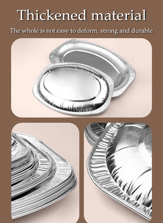 DUNISO 10 Pcs Disposable Aluminium Rectangle Containers,Reusable Foil Trays,Heavy Duty Aluminum Foil Trays Containers,High Temperature Resistance,Resistant to Deformation,for Party, Wedding, Catering, 35.2*24.7*2.4CM - Image 4