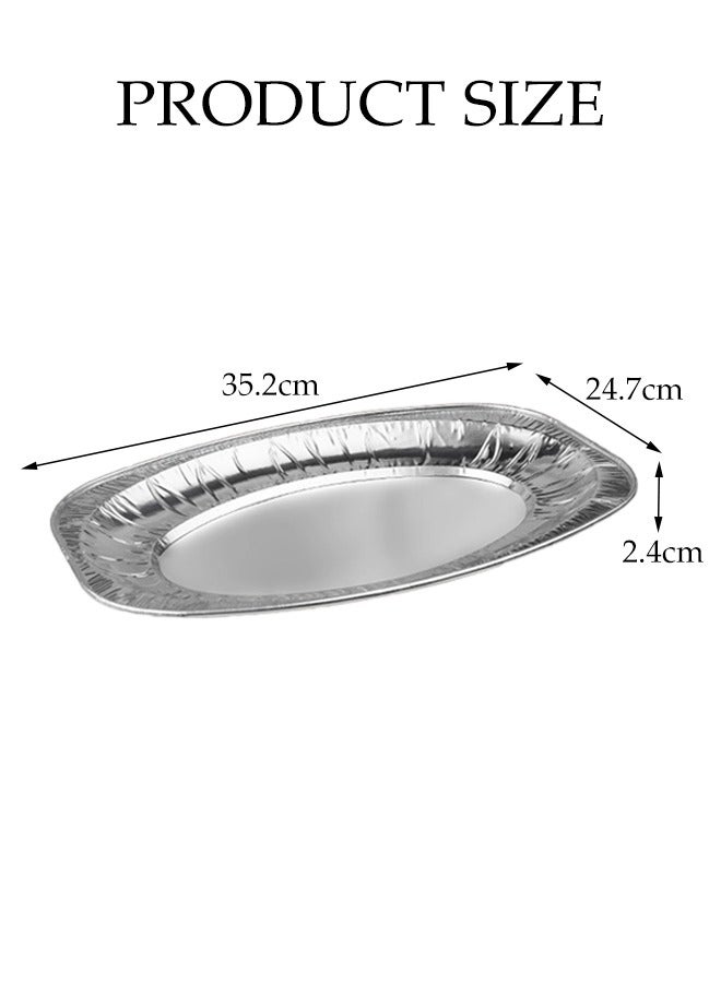 DUNISO 10 Pcs Disposable Aluminium Rectangle Containers,Reusable Foil Trays,Heavy Duty Aluminum Foil Trays Containers,High Temperature Resistance,Resistant to Deformation,for Party, Wedding, Catering, 35.2*24.7*2.4CM - Image 2