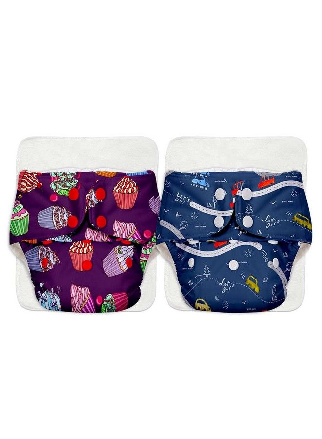Superbottoms Basic Pack Of 4 (2 Shell + 2 Insert) Cloth Diaper For Baby ; Washable & Reusable Cotton Cloth Diaper ; 0 3 Years ; Freesize ; Adjustable ; Reduces Rash ; With Quick Dry Pad;Insert - Image 1