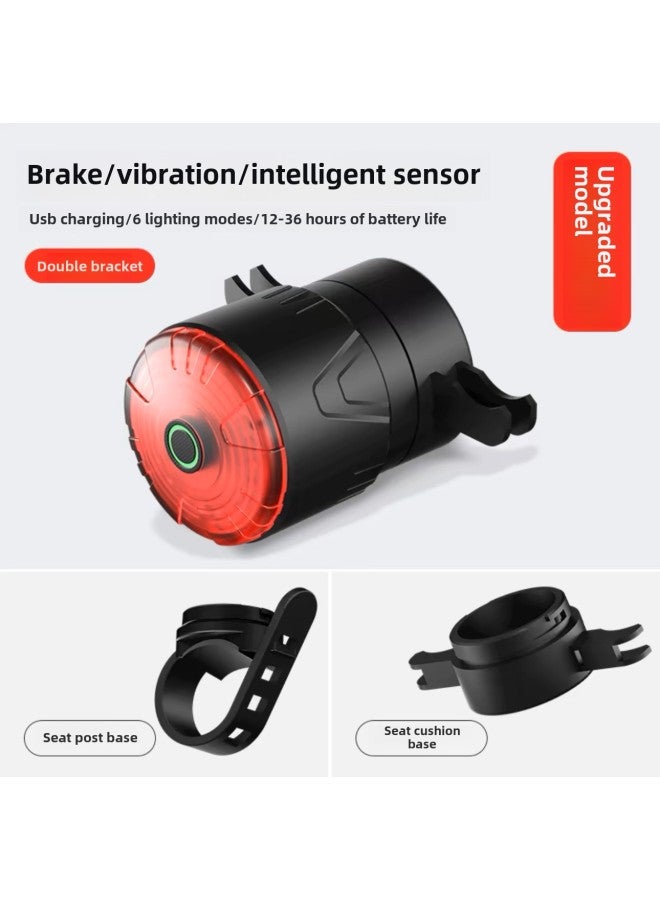 Generic Bicycle Light Night Riding Headlight Rainproof USB Charging Mountain Road Children's Bicycle Light Riding Light-color:Q11s Tail Light Smart Sensor (dual Bracket) 6 Modes - Image 1
