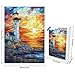 Artinhand Great Jigsaw Puzzles for Adults 500 Pieces Stained Glass Lighthouse Wooden Challenging Puzzles Gift for Friends Family Home Decoration Puzzle - Image 4