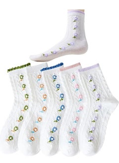 Necomi 5 Pairs Floral Lovely Design Cotton Socks  - Image 2