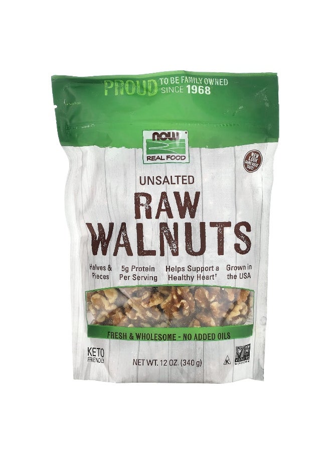 Now Foods NOW Foods, Real Food, Raw Walnuts, Unsalted, 12 oz (340 g)  - Image 1