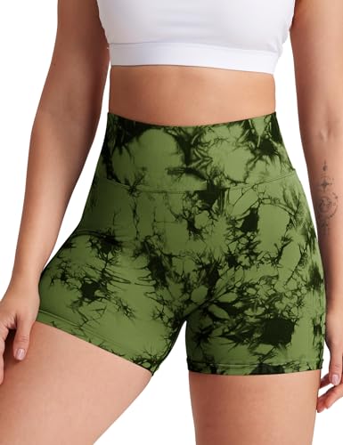 YEOREO Women High Waist Workout Yoga Gym Smile Contour Seamless Cycling Shorts Green L - Image 5