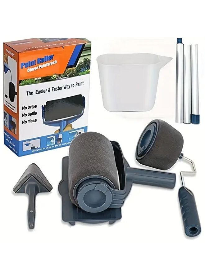 8 Pcs Paint Roller Set With Wand Anti Drip Tray Edge Tools For Smooth Wall Painting - Image 2