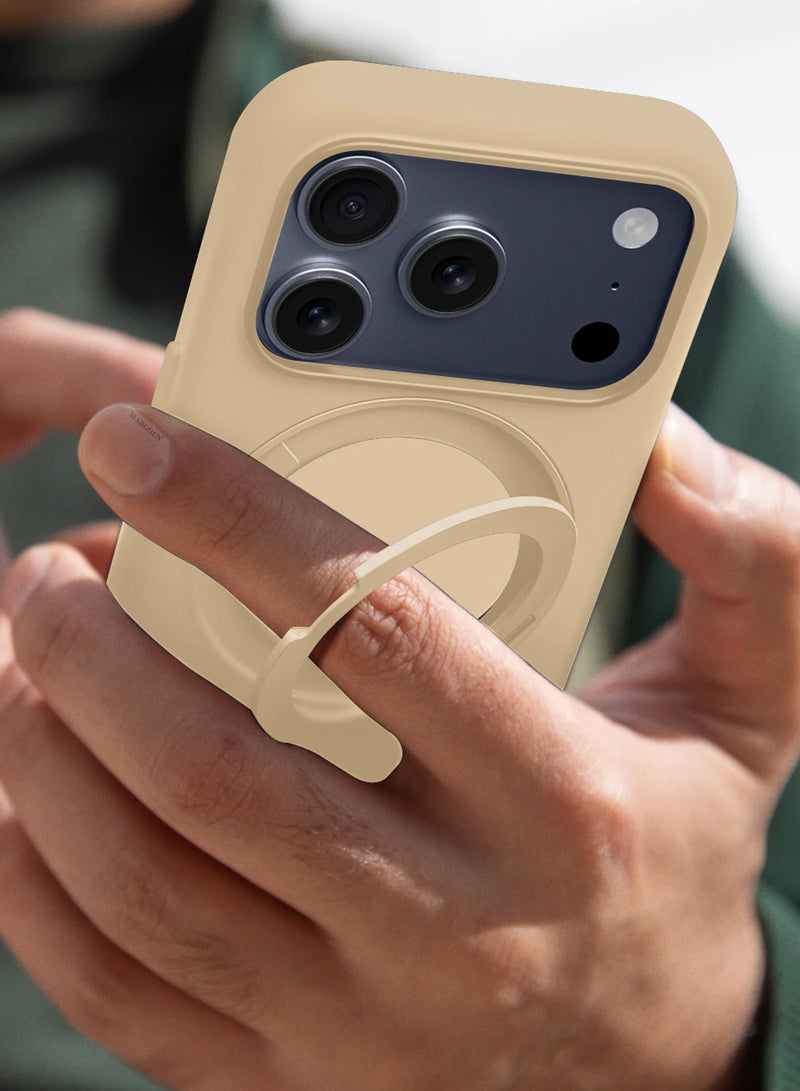 CATANES MagSafe Silicone Case Cover for Apple iPhone 17 Pro Max - 360° Spin Magnetic Stand Holder, Soft Liquid Silicone Cozy Grip -Full Camera Protection - Non-Slip Phone Case - Desert Titanium - Image 2