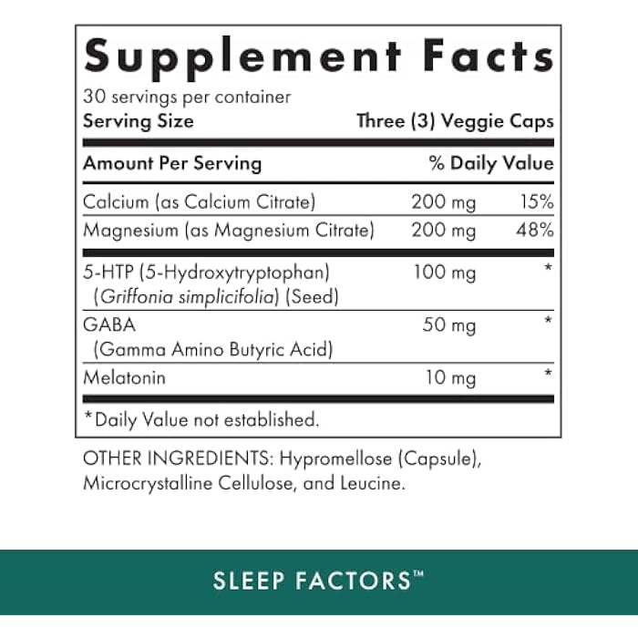Michael's Health Naturopathic Programs Sleep Factors - 90 Vegan Capsules - Contains 5-HTP & Melatonin - With Calcium & Magnesium - Kosher - 30 Servings - Image 2