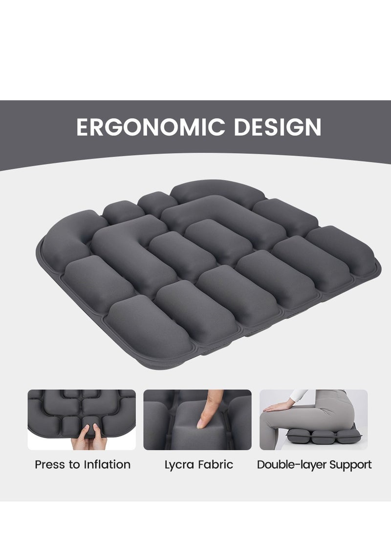 1pc 3D Pressure Relief Air Cushion - Office Chair Car Seat Cushion, Back Support Pad for Desk, Chair, Wheelchair, Adjustable Softness Ergonomic Cushion, Portable and Inflatable - Image 1