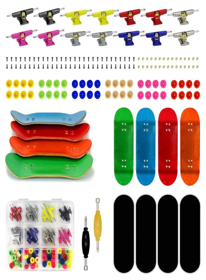 DisplayMore Premium Wooden Fingerboard Deck - Includes Tape Prolific Foam Tape & Multicolour Wheels, The Classic - 30mm x 100mm - Pre-Drilled Holes Size (162PCS Finger Skateboard DIY Set) - Image 1