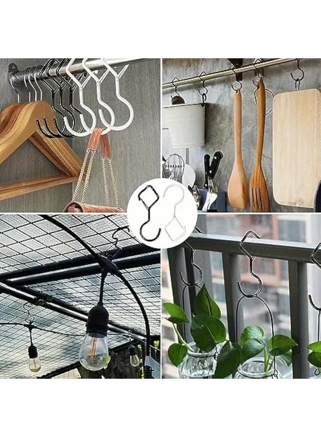 8pcs White Diamond Windproof Hooks With Safety Buckle Sturdy Iron Space Saving Closet Organizer - Image 3
