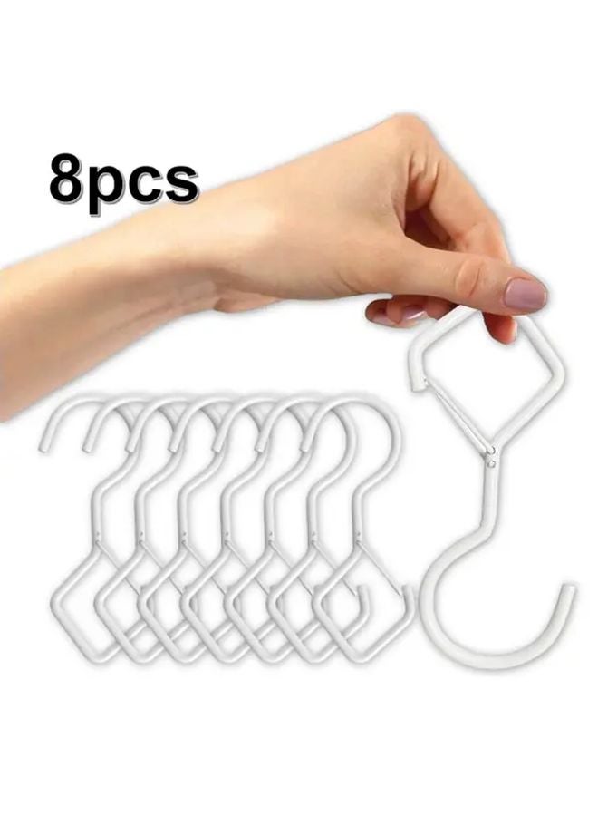 8pcs White Diamond Windproof Hooks With Safety Buckle Sturdy Iron Space Saving Closet Organizer - Image 2