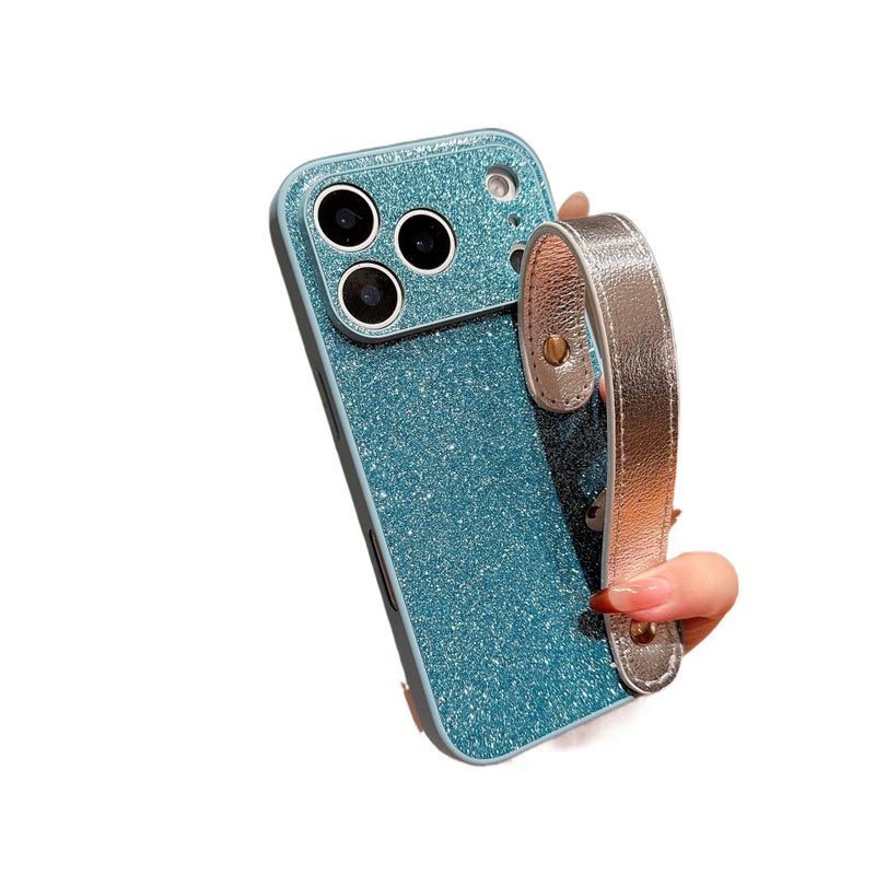 BB TPU+PC Protective Case for iPhone 11 with Drop Protection and Kickstand plus Shockproof plus Glitter plus Wrist Strap in Blue - Image 1