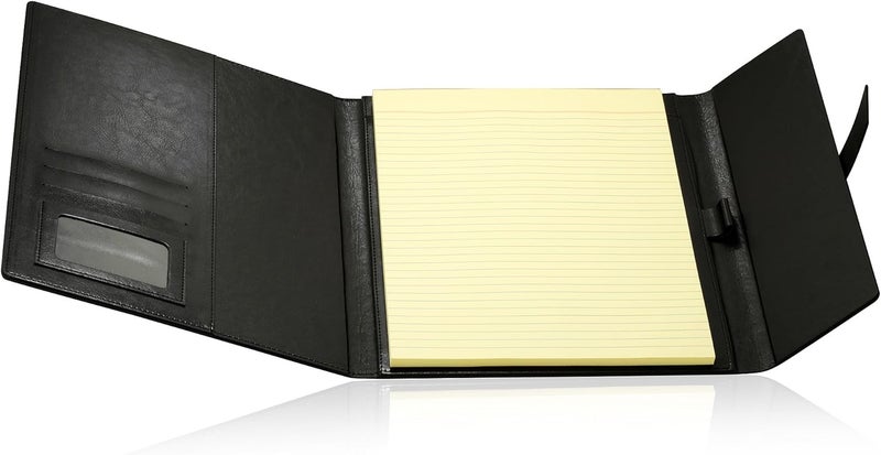 جالواي جلود حافظة جالاوي الجلدية للملفات – حامل منظم ملفات رفيع لدفاتر الملاحظات بحجم Letter وLegal وA4 للرجال والنساء مجلد أعمال جلدي قابل لإعادة التعبئة، أسود - Image 4