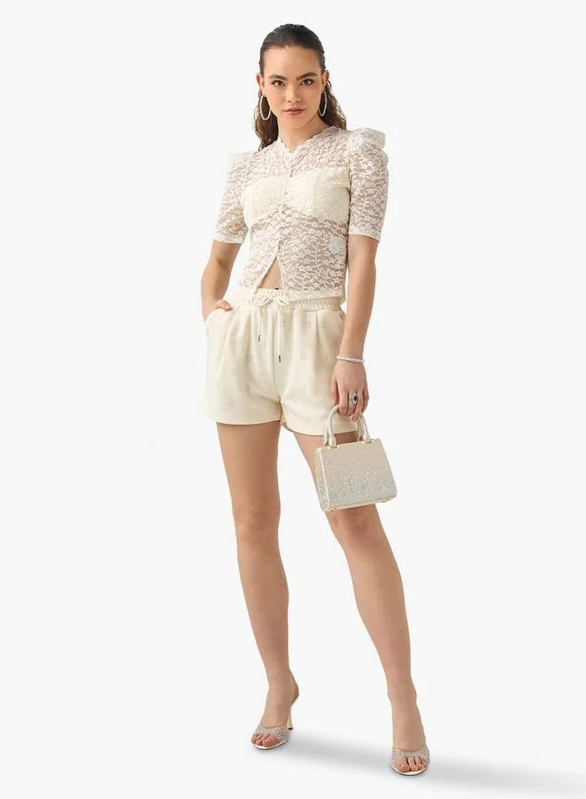 2Xtremz 2Xtremz Embellished Shorts with Drawstring Closure and Pockets
