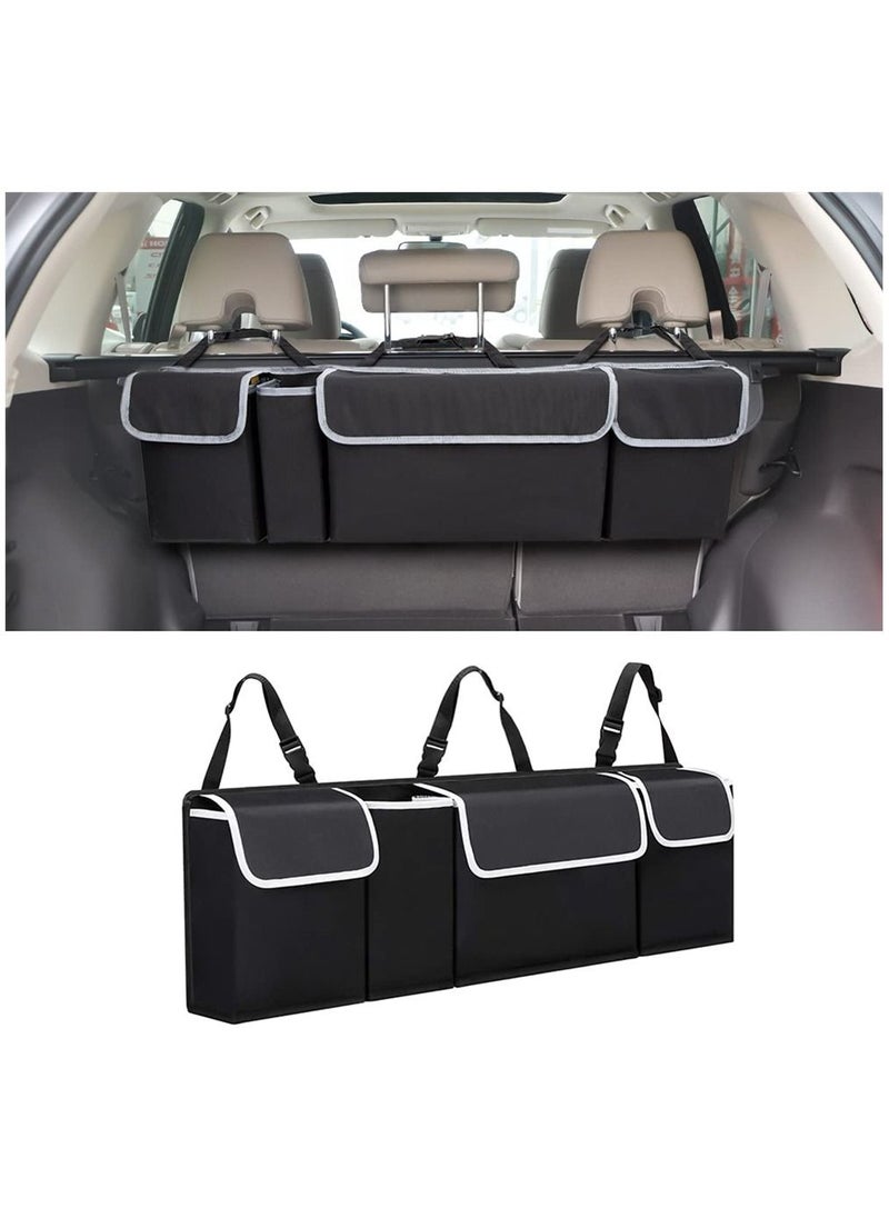 SYOSI - Trunk Organizer Car Storage, Seat Back Storage to Keep Car Trunk Neat, Car Trunk Storage Organizer for SUV Gives You a Big Space Back Seat Trunk - Image 1