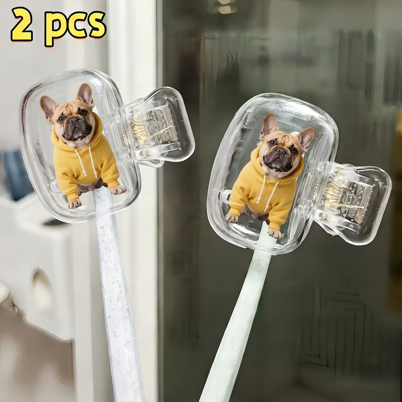 Dust Proof Odorless Toothbrush Cases 2 Pack for French Bulldogs Travel Size - Image 1