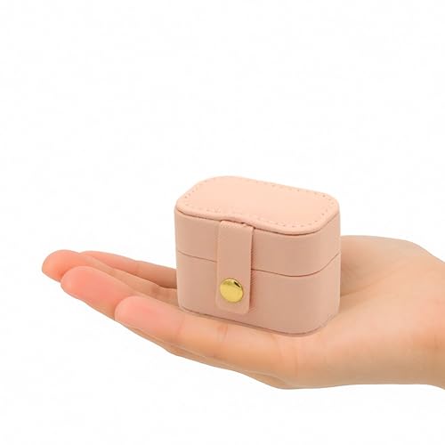 Hian Portable Leather Mini Jewelry Travel Case – Compact Organizer Box for Rings, Earrings, Neck– Ideal for Travel & Gifts (Pink Color, Small, Pack of 1) - Image 2