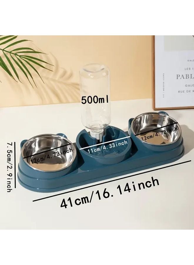 Pink Stainless Steel 2 in 1 Dual Bowl Pet Feeder Water Dispenser for Cats Dogs - Image 3
