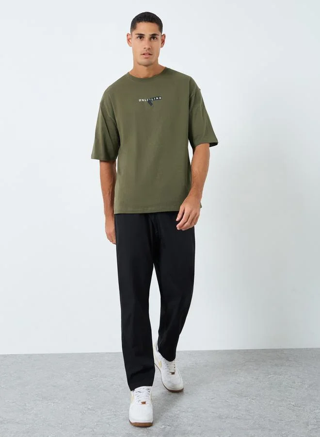 Styli Styli Minimal Print Oversized Pure Cotton T-Shirt