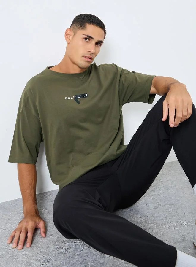 Styli Styli Minimal Print Oversized Pure Cotton T-Shirt