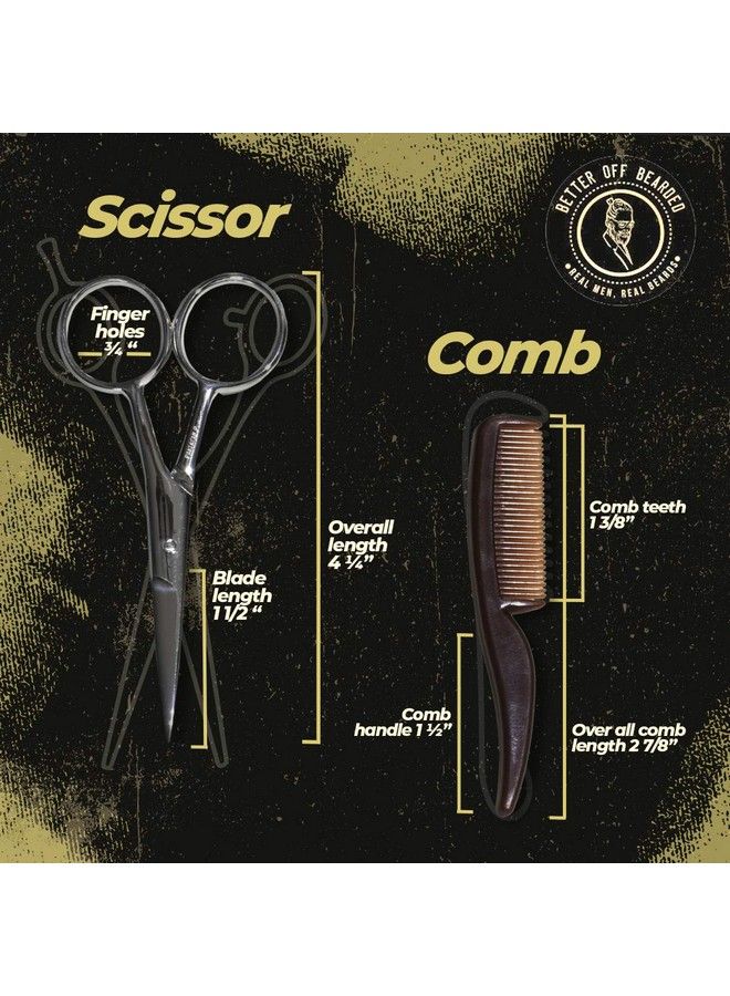 Better Off Bearded Mustache Grooming Kit Mustache Scissors For Men For Precise Facial Hair Trimming Mustache Combs For Men Perfect Moustache Comb And Moustache Scissors Great For Travel - Image 3