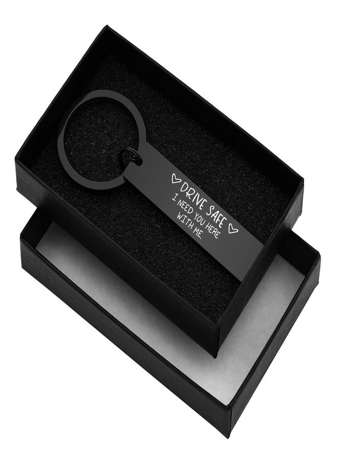 Elechobby Drive Safe Keychain I Need You Here With Me Gifts for Husband Dad Boyfriend Gifts Valentines Day Father's day BirthdayGift (Black-drive) - Image 3