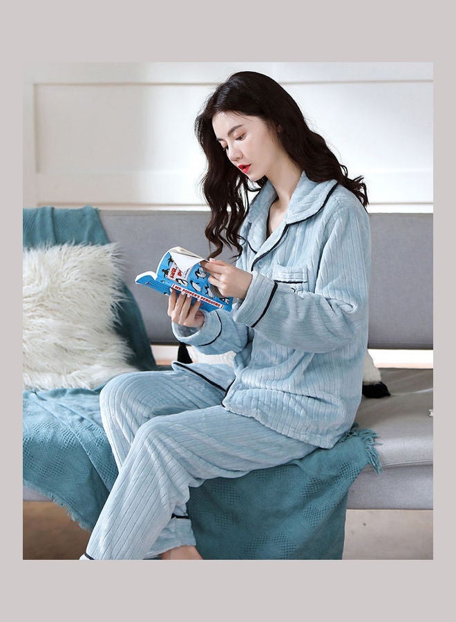 NIBEMINENT 2-Piece Long Sleeves Pyjama Set Blue - Image 1