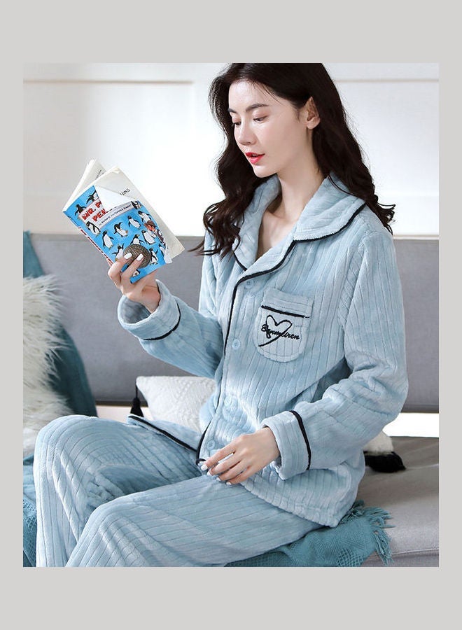 NIBEMINENT 2-Piece Long Sleeves Pyjama Set Blue - Image 3